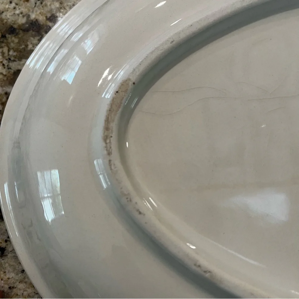 Furio Christmas Tree Sponge Paint Oval Serving Platter Made In Italy. 16” x 11.5